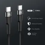 CABLE TRENZADO DE NAILON DURA SPEED DE 240W TIPO-C A TIPO-C PARA CARGA Y SINCRONIZACIÓN ULTRA RÁPIDA DE 1.8M ARGCB0073